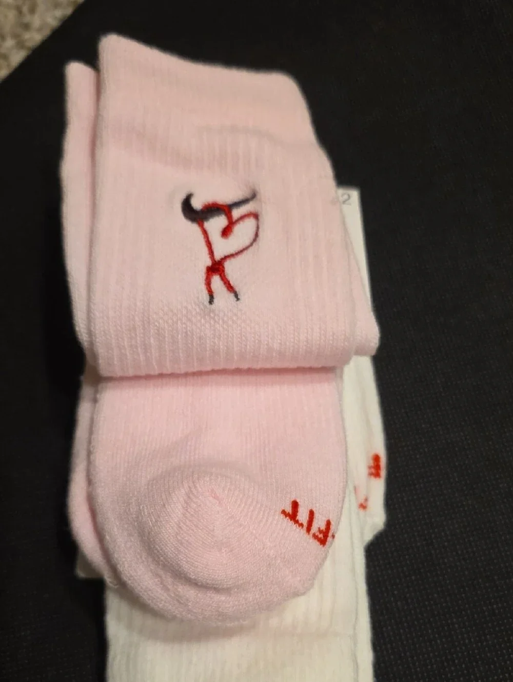 Nike Pink Cushioned Crew Socks with Red & Black Embroidery - 2 Pack